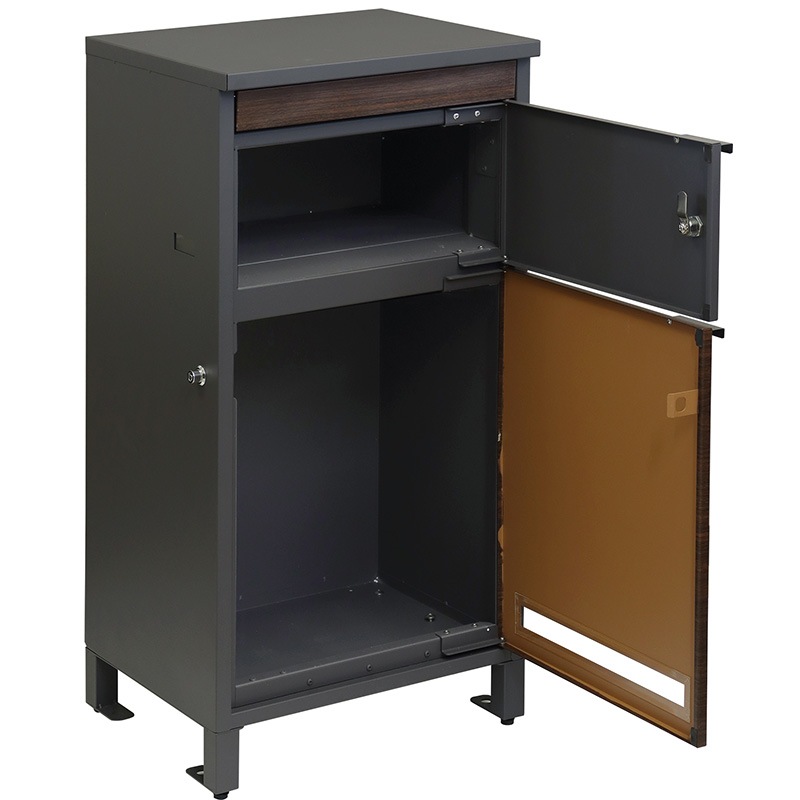 MOJYU モジュ 宅配ボックス付ポストMaisieメイジー PBX-057 ダークグレー/ブラウン木目