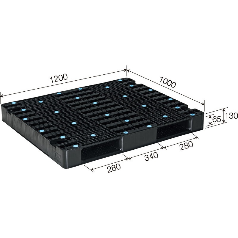 三甲 サンコー プラスチックパレット2方差し両面使用型 R2-1012 ブラック