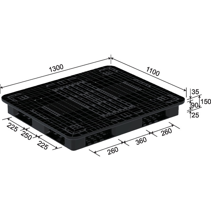 三甲 サンコー プラスチックパレット4方差し両面使用型 R4-1113W ブラック