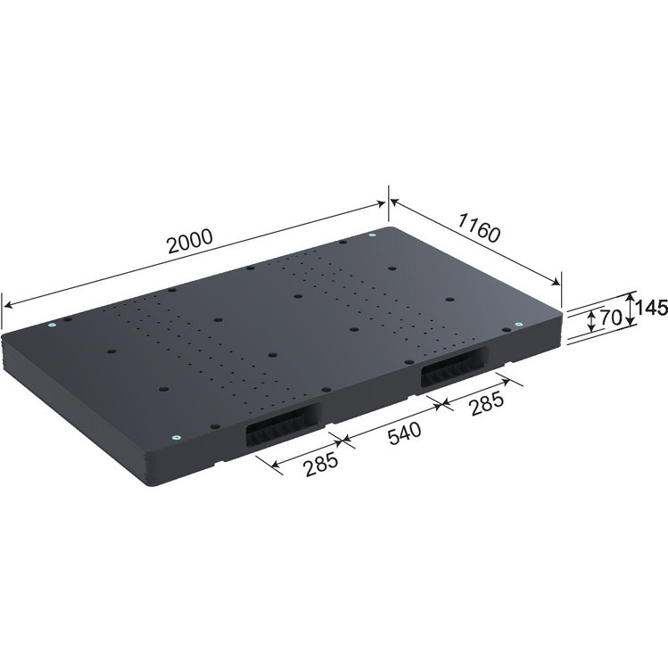 三甲 サンコー プラスチックパレット2方差し片面使用型 D2-116200F ブラック