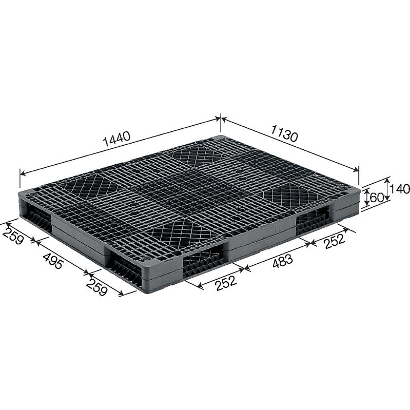 三甲 サンコー プラスチックパレット4方差し両面使用型 R4-1114-2 グレー