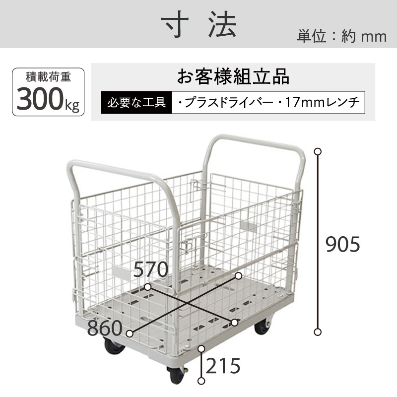 金象 プラキャリーラック 金網付L大 フットブレーキ付