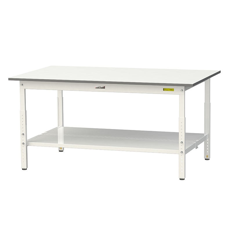 山金工業 ワークテーブル150シリーズ 高さ調整タイプ 半面棚板付き SUPAH-990T-WW 幅900×奥行900×高さ900〜1200mm ヤマテック　ワークテーブル150シリーズ高さ調整タイプ山金工業