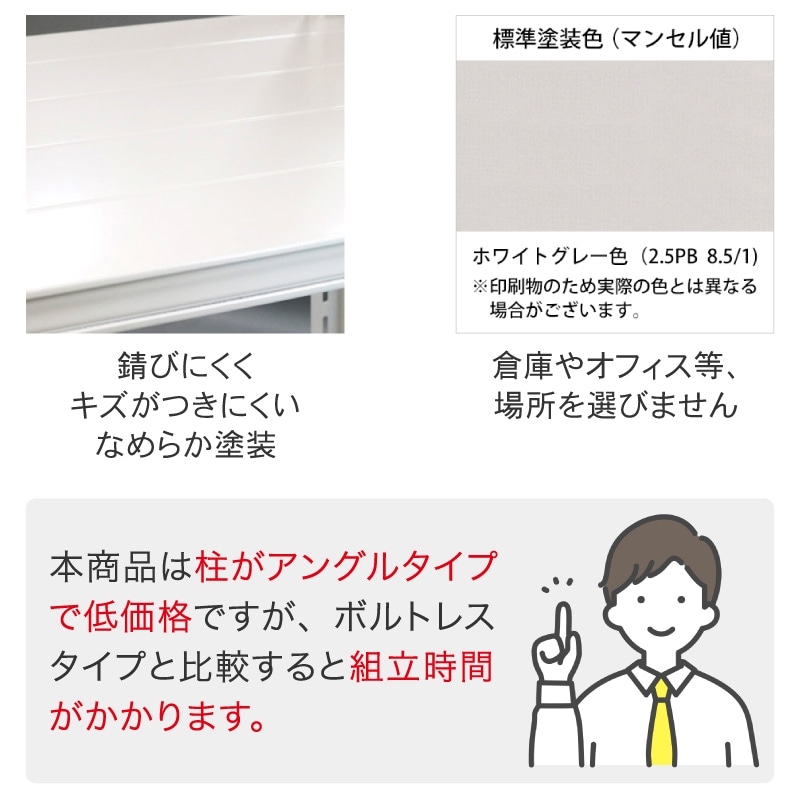 スチールラック 業務用 高さ210 幅90 奥行60cm 天地 3段 軽量 ATK型 耐荷重 120kg/段 収納棚 棚 スチール棚 ラック 日本製 アサカ ホワイト グレー 大型収納 店舗 倉庫 整理棚 事務所 物品棚 バックヤード 強力 組立ラック