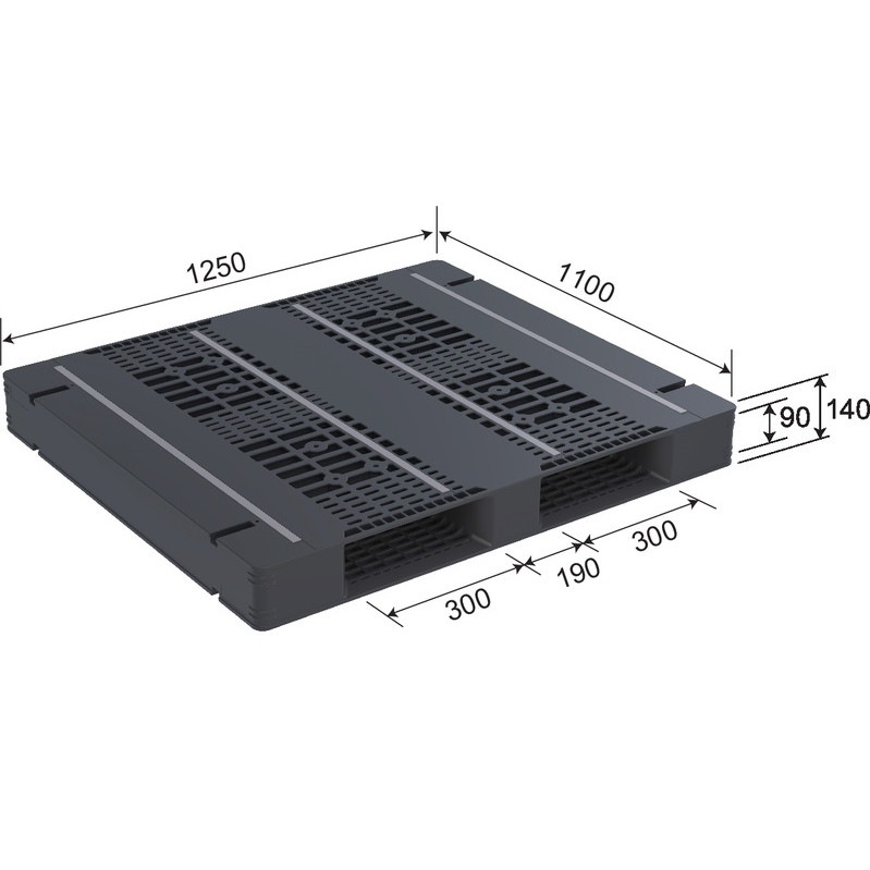 三甲 サンコー プラスチックパレット2方差し両面使用型 R2-110125F-2 ブラック