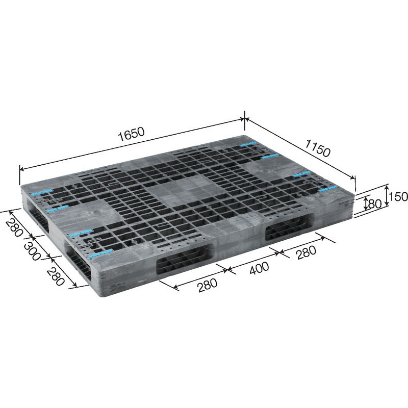 三甲 サンコー プラスチックパレット4方差し両面使用型 R4-115165F グレー