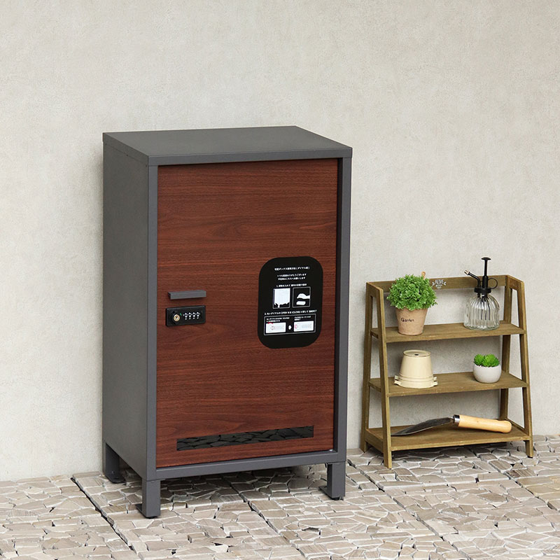 MOJYU モジュ 宅配ボックスVascoヴァスコ PBX-111 ダークグレー/ブラウン木目