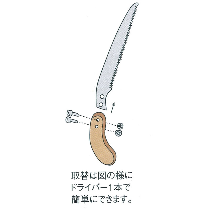 岡恒 111 剪定鋸 木サヤ付 220 替刃