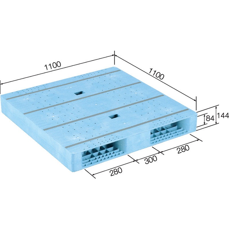 三甲 サンコー プラスチックパレット2方差し両面使用型 R2-1111F-4 ライトブルー