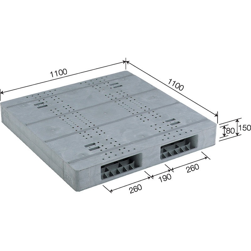 三甲 サンコー プラスチックパレット2方差し両面使用型 R2-1111F-8 ライトグレー