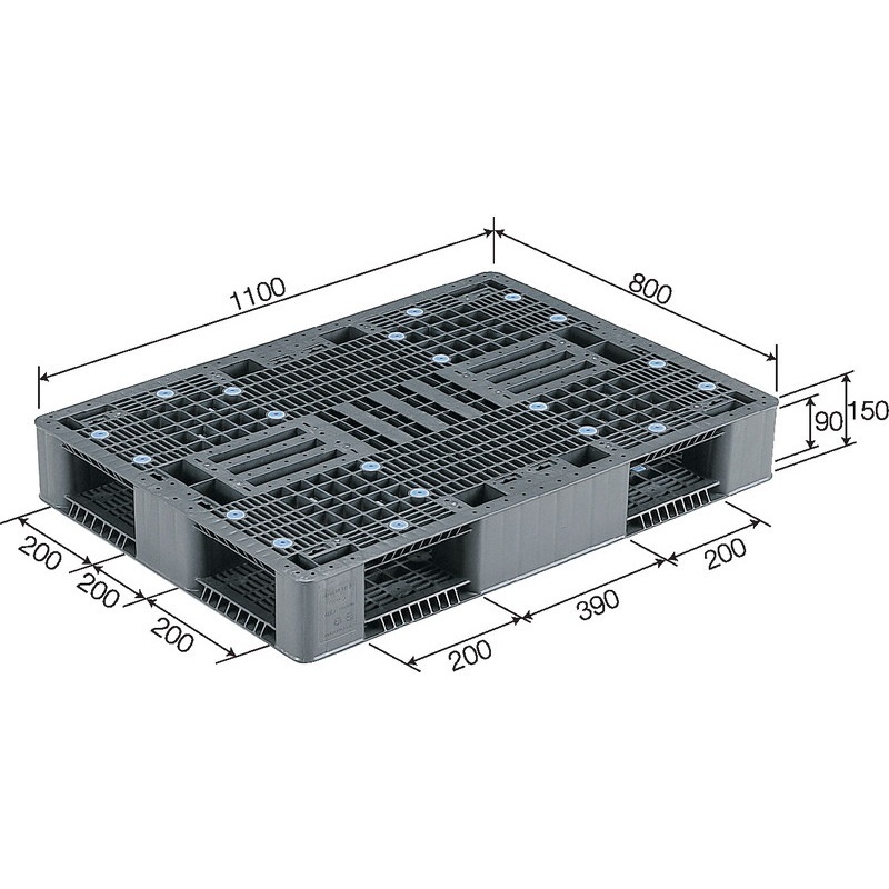 三甲 サンコー プラスチックパレット4方差し両面使用型 R4-811-2 グレー