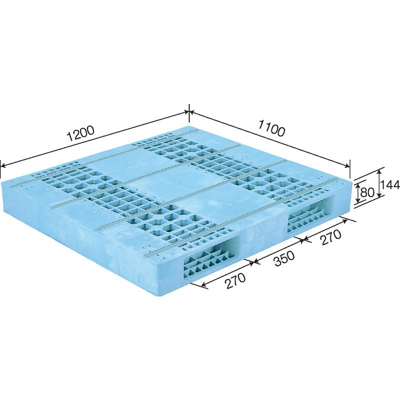 三甲 サンコー プラスチックパレット2方差し両面使用型 R2-1112F ライトブルー