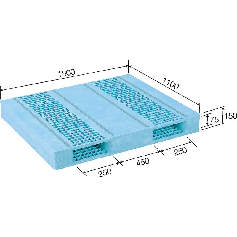 三甲 サンコー プラスチックパレット2方差し両面使用型 R2-1113F-3 ライトブルー