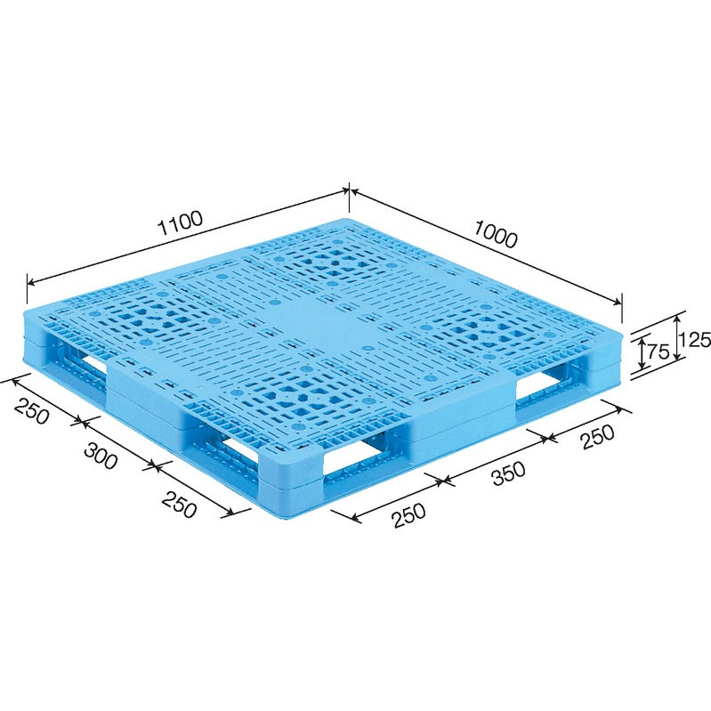 三甲 サンコー プラスチックパレット4方差し片面使用型 D4-1011-2 ライトブルー