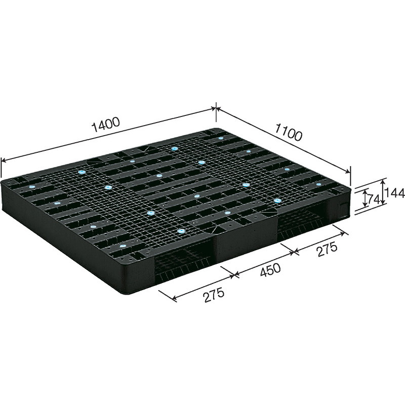 三甲 サンコー プラスチックパレット2方差し両面使用型 R2-1114-3 ブラック