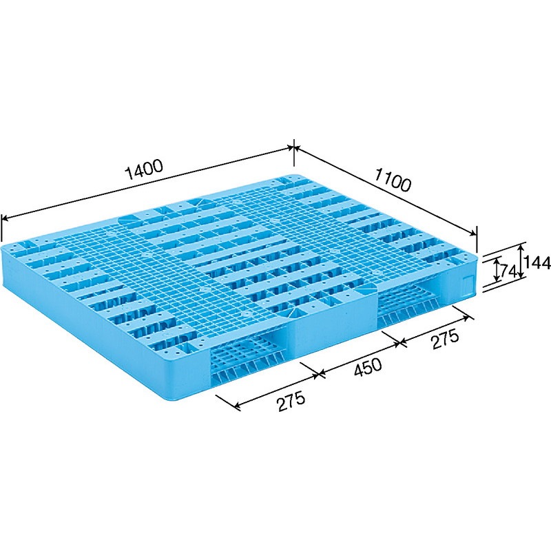 三甲 サンコー プラスチックパレット2方差し両面使用型 R2-1114-3 ライトブルー