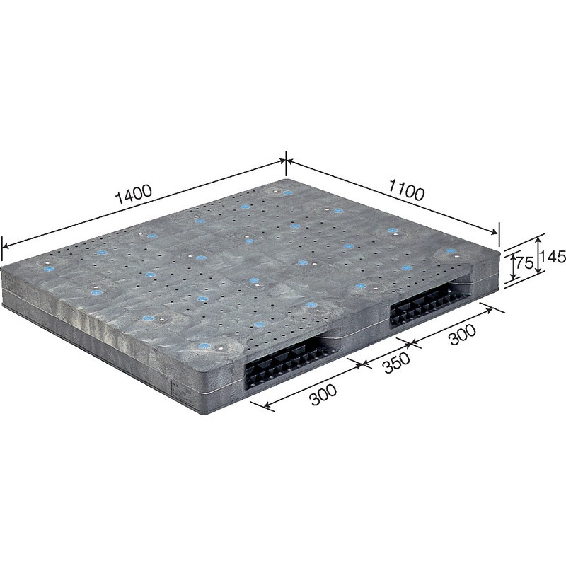 三甲 サンコー プラスチックパレット2方差し両面使用型 R2-1114F-3 グレー