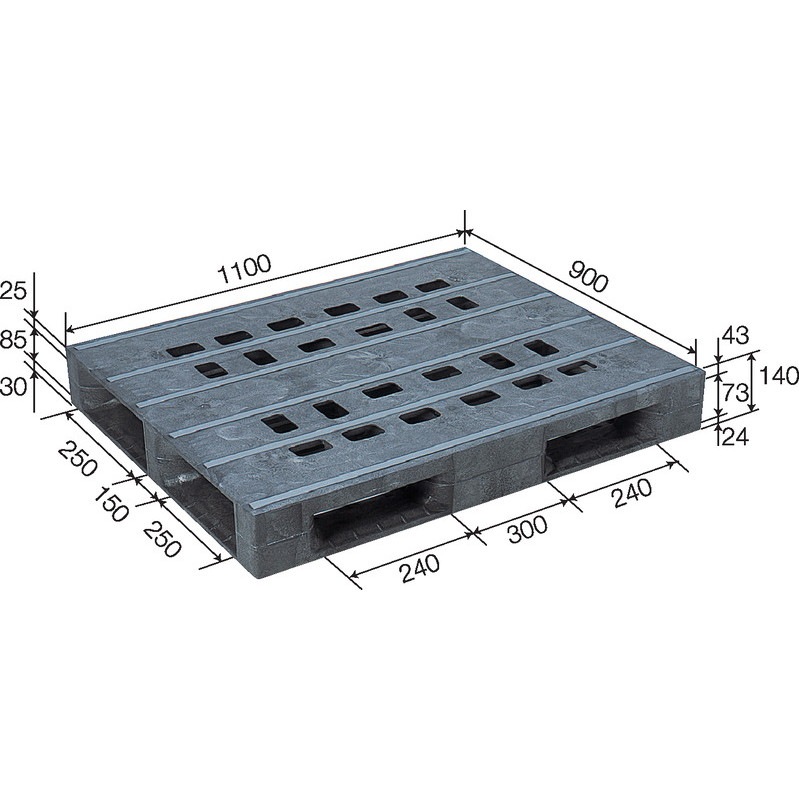 三甲 サンコー プラスチックパレット4方差し片面使用型 D4-911F グレー