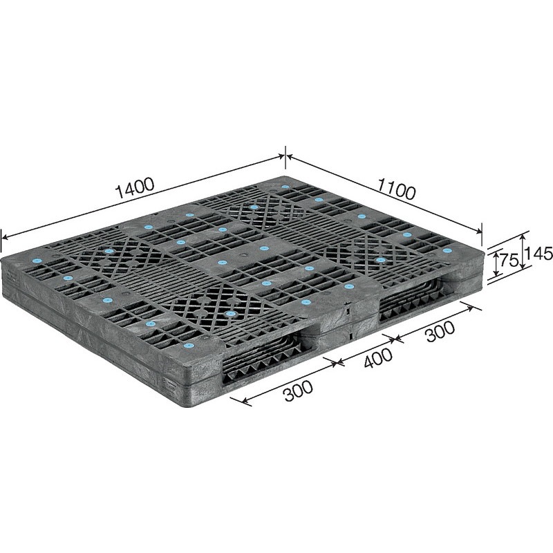 三甲 サンコー プラスチックパレット2方差し両面使用型 R2-1114F-4 グレー