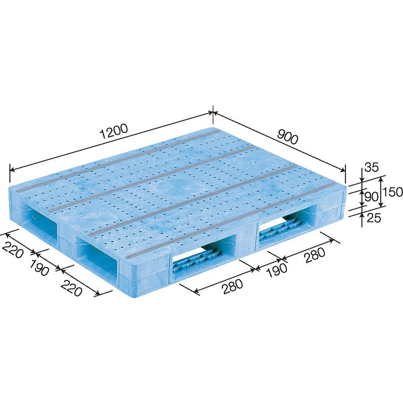 三甲 サンコー プラスチックパレット4方差し片面使用型 D4-912F ライトブルー