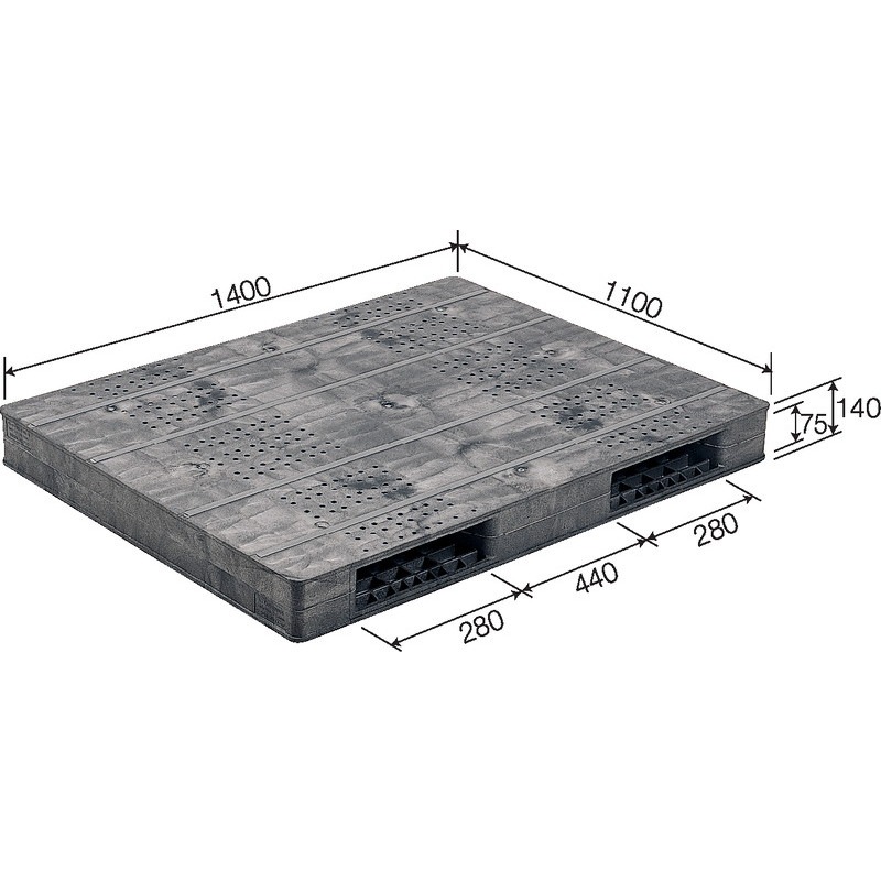 三甲 サンコー プラスチックパレット2方差し両面使用型 R2-1114F-5 グレー