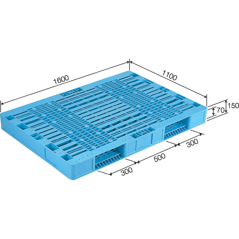 三甲 サンコー プラスチックパレット2方差し両面使用型 R2-1116 ライトブルー