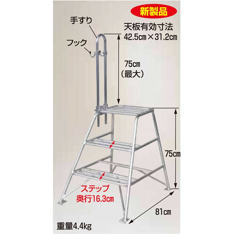 ハラックス HARAX フミラック アルミ製段付踏台 FL-75