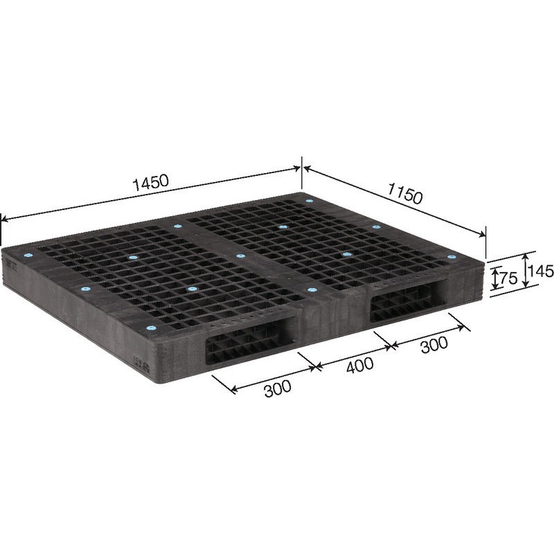 三甲 サンコー プラスチックパレット2方差し両面使用型 R2-115145F ブラック