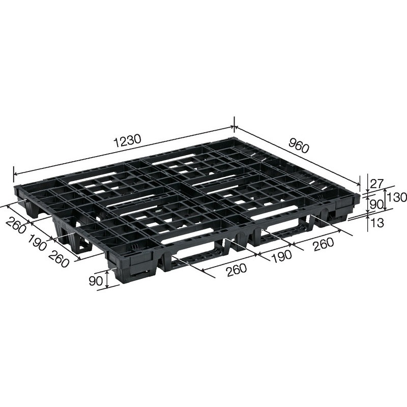 三甲 サンコー プラスチックパレット4方差し単面使用型 SNパレット SN4-123096LD ブラック