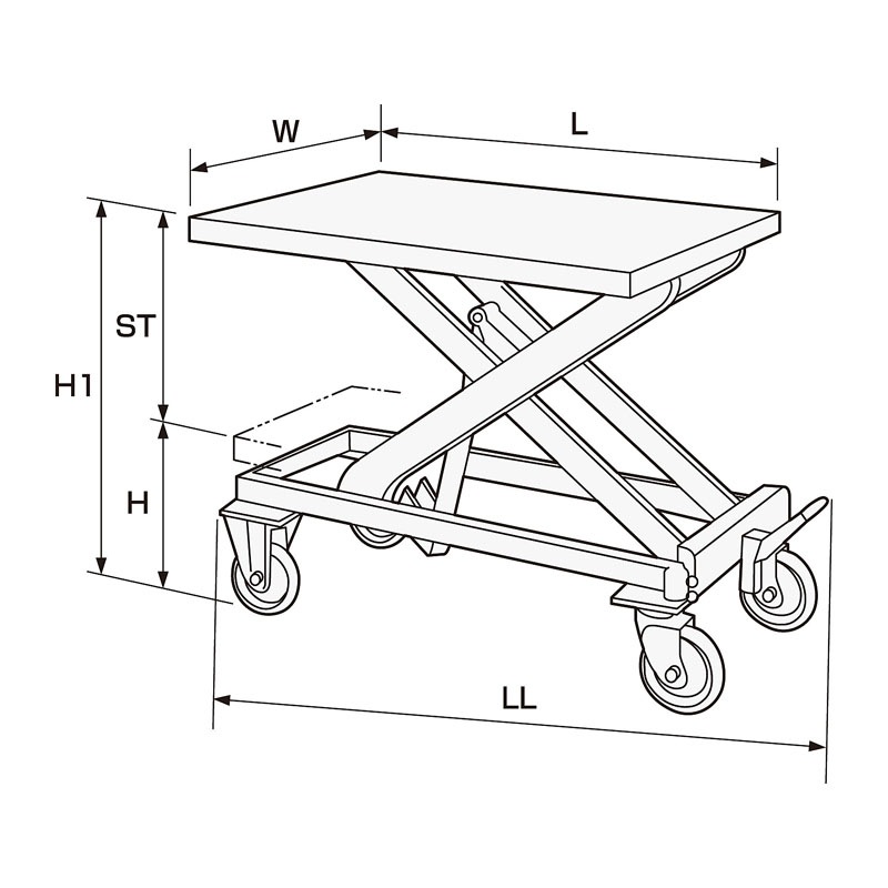 東正車輛 ゴールドリフター 油圧・脚踏式 台車式ハンドルレス GLH-120HL