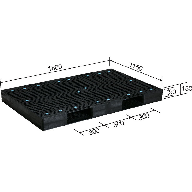 三甲 サンコー プラスチックパレット2方差し両面使用型 R2-115180F ブラック