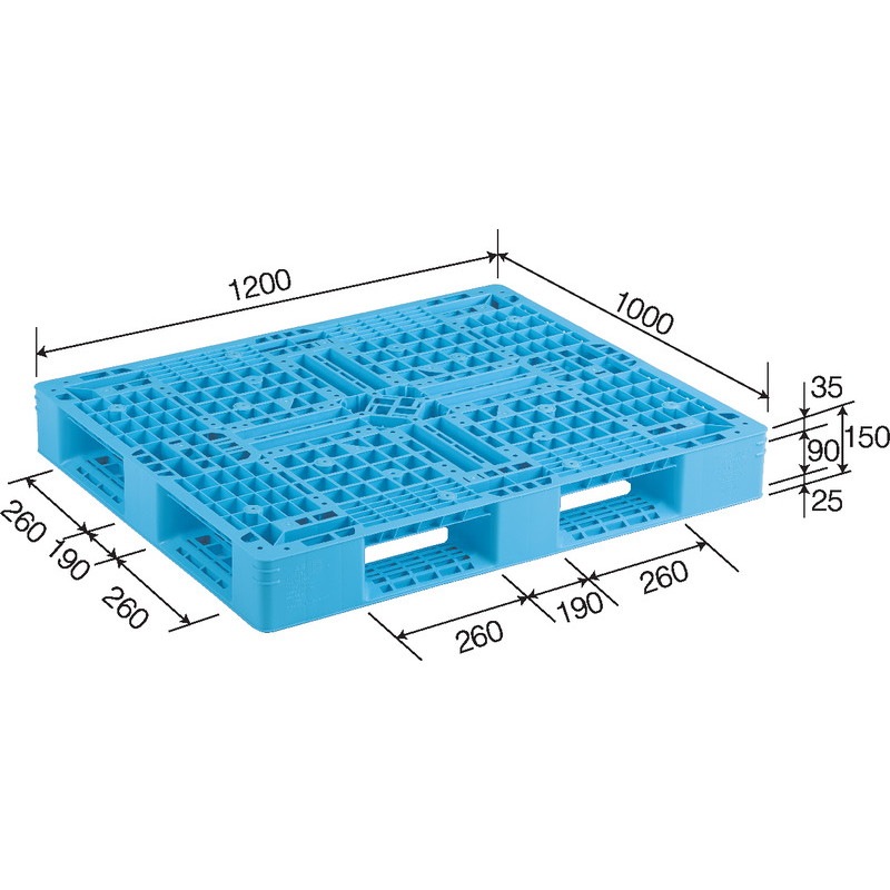 三甲 サンコー プラスチックパレット4方差し片面使用型 D4-1012-9 ライトブルー