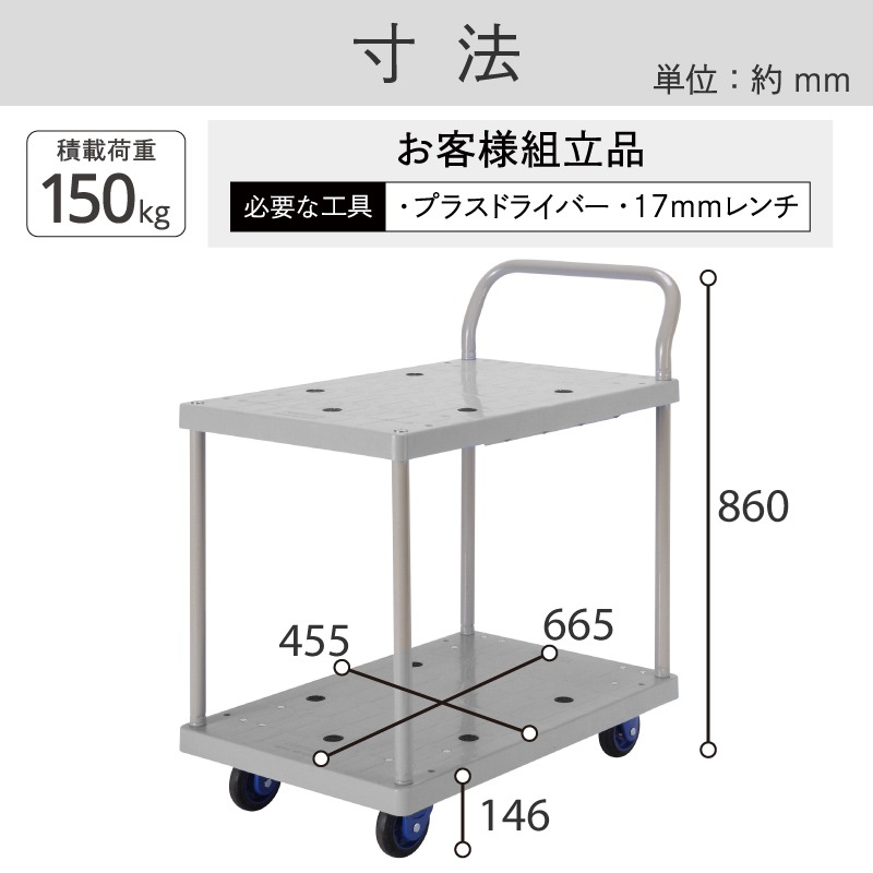 金象 静キャリー NP-150L 2段式 片ハンドル式 フットブレーキ付