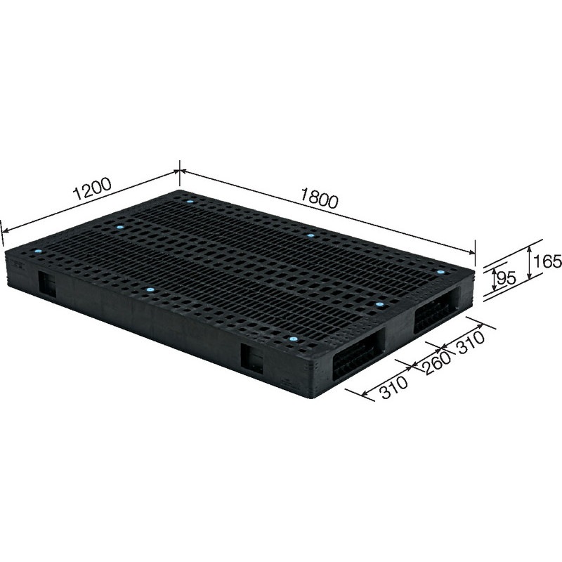 三甲 サンコー プラスチックパレット2方差し両面使用型 R2-1218F-2 ブラック