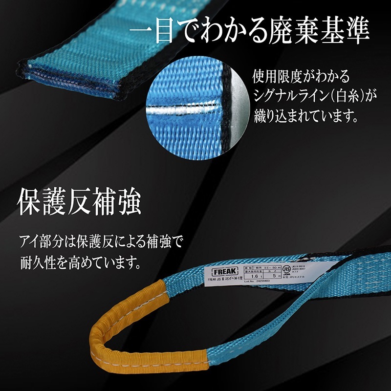 フリーク 81020 FREAK JIS3 スリングベルトＥ型 使用荷重1250kg 幅35mm 長さ2m 吊具