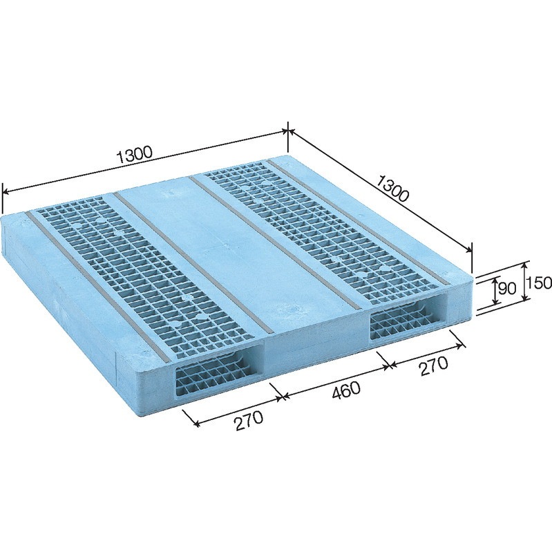 三甲 サンコー プラスチックパレット2方差し両面使用型 R2-1313F-2 ライトブルー