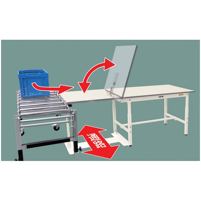 ####u.ヤマキン/山金工業ワークテーブル 300シリーズ 高さ調整タイプ 移動式 ポリエステル天板(木目柄) グリーン 組立式 u.ヤマキン⁄山金工業 ワークテーブル 300シリーズ 高さ調整タイプ