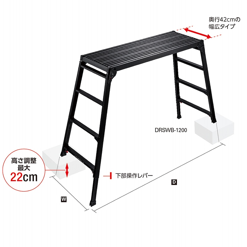 長谷川工業 脚部伸縮足場台 ブラックレーベル DRSWB-1200 10061