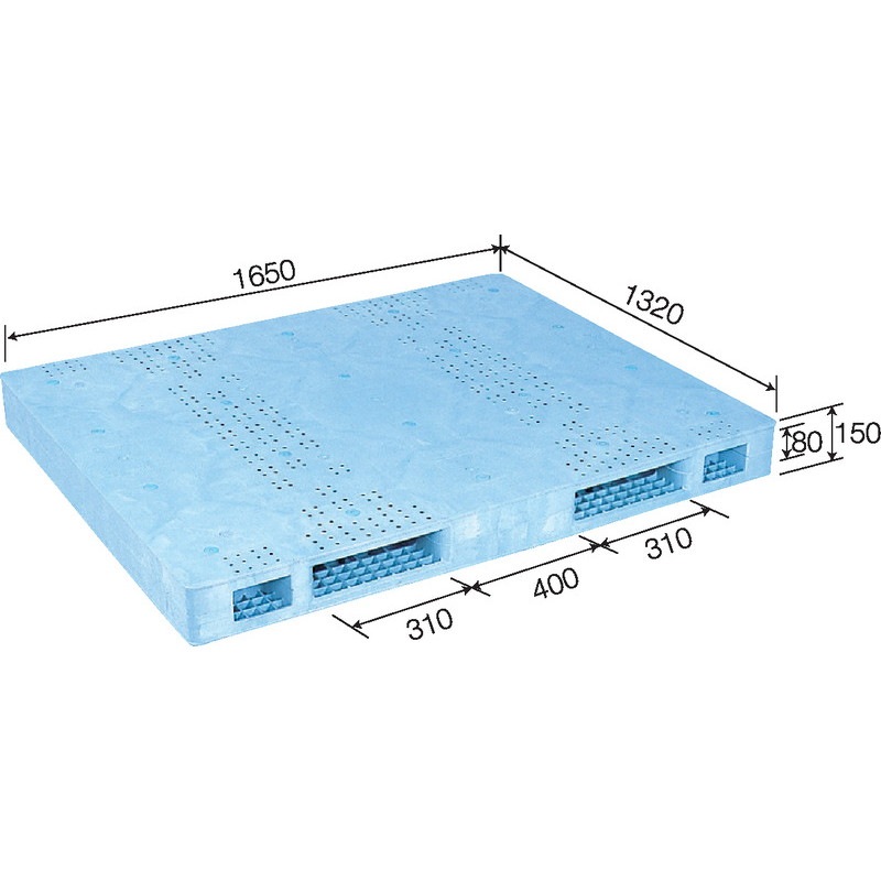 三甲 サンコー プラスチックパレット2方差し両面使用型 R2-132165F ライトブルー
