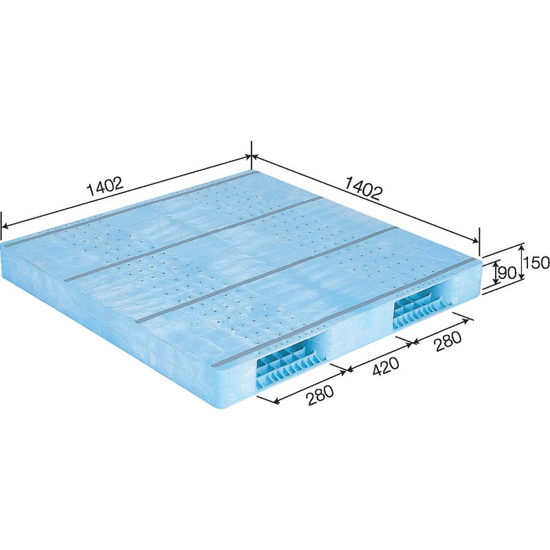 三甲 サンコー プラスチックパレット2方差し両面使用型 R2-1414F ライトブルー