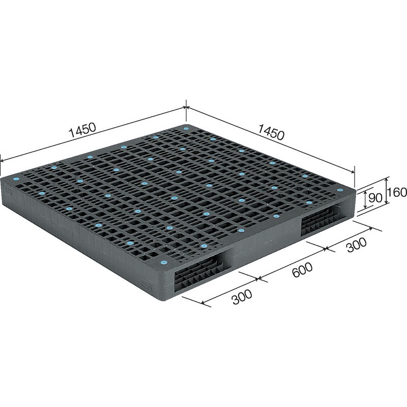 三甲 サンコー プラスチックパレット2方差し両面使用型 R2-145145 グレー