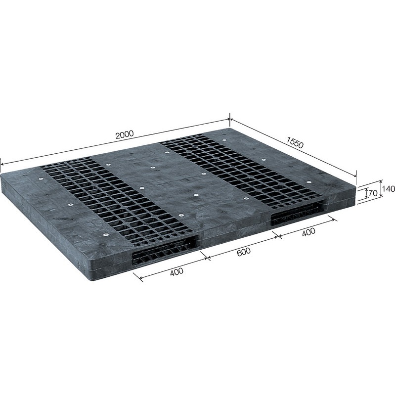 三甲 サンコー プラスチックパレット2方差し両面使用型 R2-155200F グレー