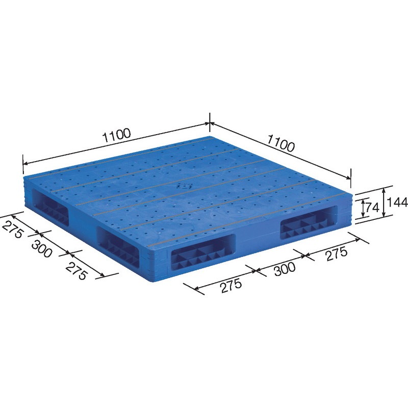 三甲 サンコー プラスチックパレット4方差し両面使用型 LX-1111R4-5 ブルー