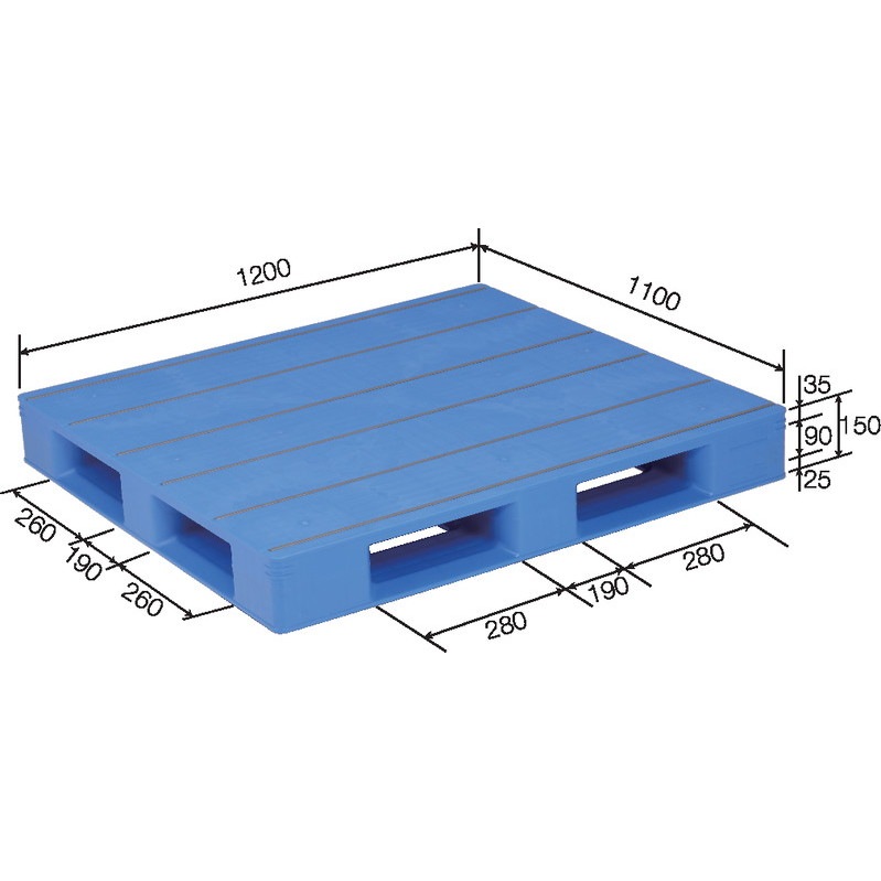 三甲 サンコー プラスチックパレット4方差し片面使用型 LX-1112D4 ブルー