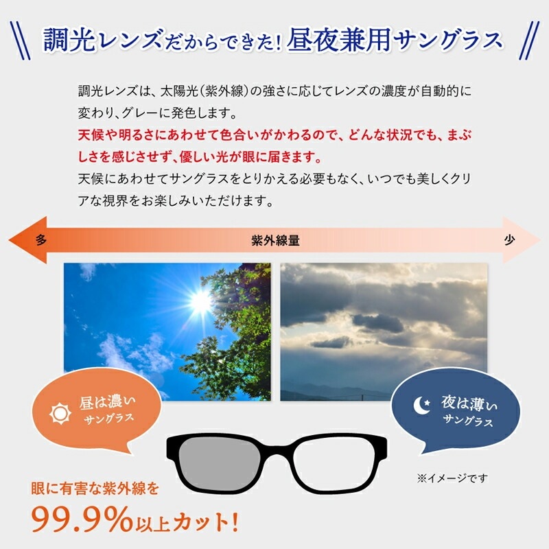 昼夜兼用 ネオコントラスト×調光レンズ サングラス | 昼夜兼用
