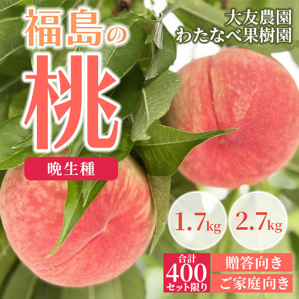 26年産【送料込】提携農園直送!美味しさじゅわっ『朝採り・福島の桃(晩生種)』(1.7kg・2.7kgセット)家庭向き・贈答向きが選べます!