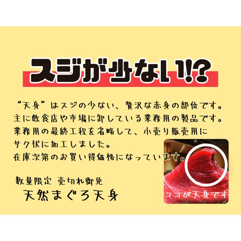 【送料込】天然マグロ赤身「天身」希少部位をお得に！ 刺身に最適！三崎港からお届け 800g（8人～10人前) 
