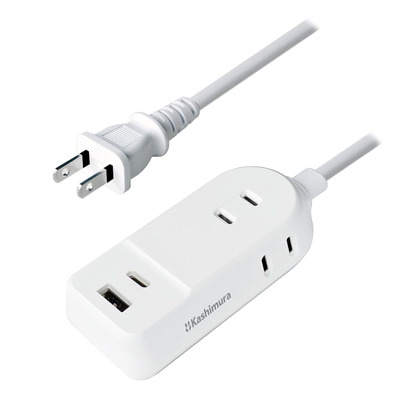 WM-19 海外用携帯電源タップ 旅行用AC3 A/C 2P 2.4A 1m USB充電器 Type-C USB-A ACコンセント 1400W 240V USBポート2口 旅行 トラベル 渡航 kashimura カシムラ