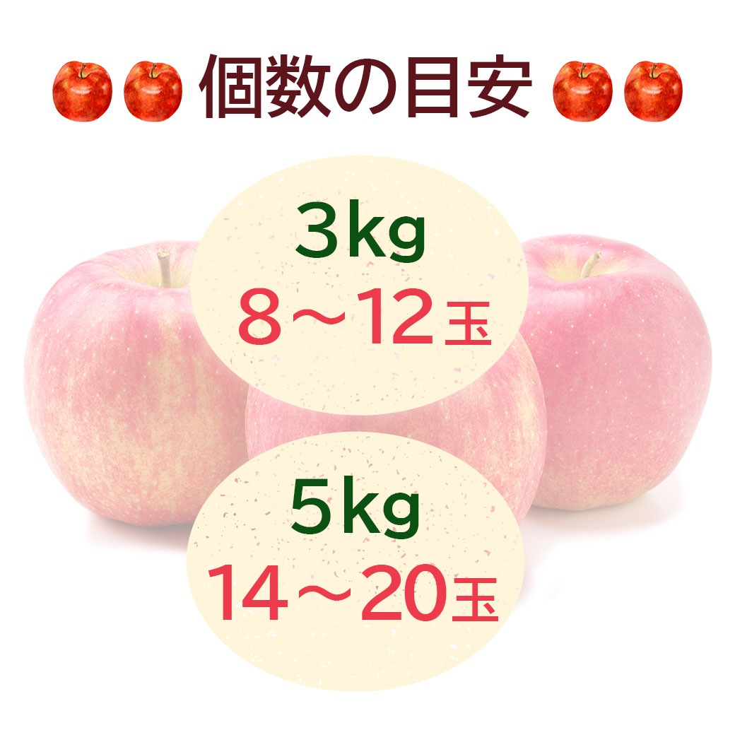 青森県から直送!『ミステリーりんご』(その時に「旬の品種」をお届け!どの品種が入っているかは届いてからのお楽しみ!)(届いた品種がすぐに分かるご案内シートを同梱!)【ご家庭向き:約3kg、約5kg】おまとめ買いがお得!(4箱までなら何箱買っても送料一律1,200円!※ただしお届け場所は同一1か所、同一kgの箱に限ります)