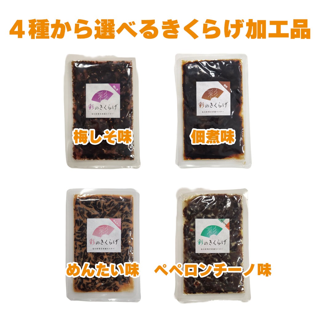 新登場！【送料込】『彩のきくらげ オリジナルセット』（生きくらげ×１・乾燥きくらげ×２・きくらげ加工品×１種）